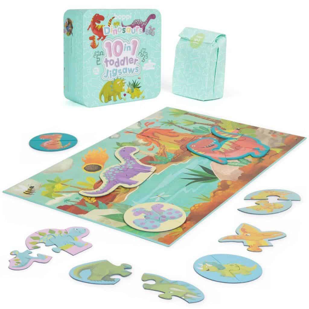 Peuter Puzzel met Grondplaat | Dinosaurussen 10-in-1