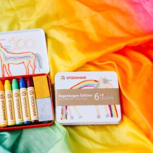 Stockmar - Bijenwaskrijtjes 100 Regenboog Editie | 6 Stuks